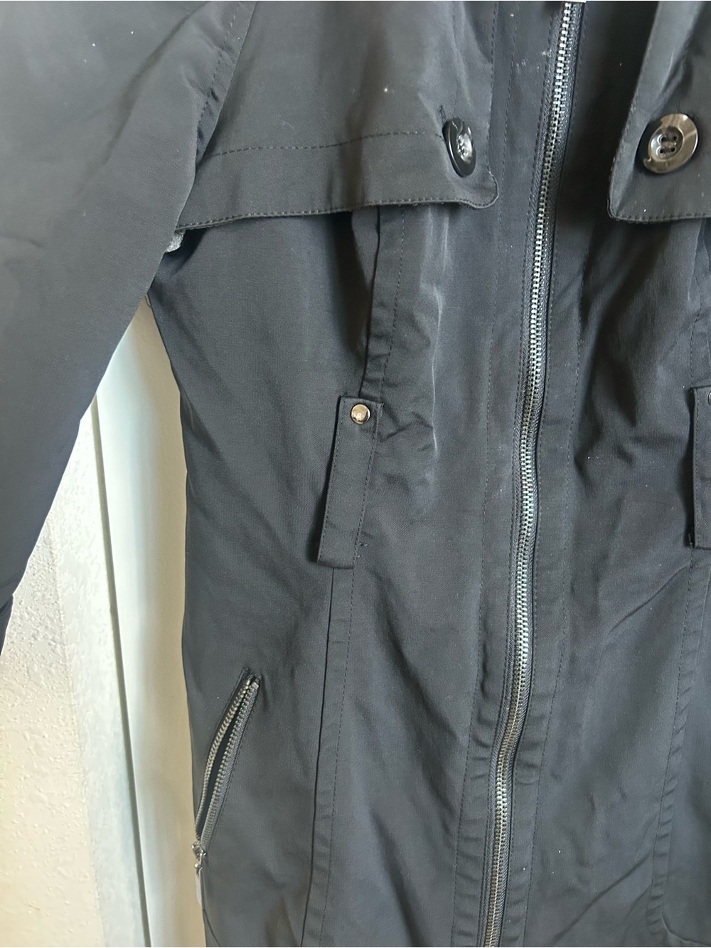 Y2K bebe Black Utility Trench Coat | Military Inspired Longline Jacket - Picture 2 of 7